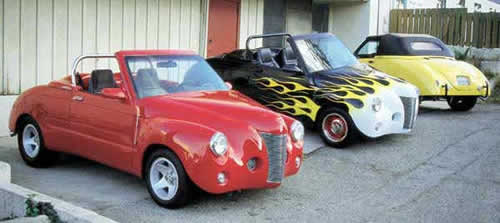 3 retro street rods ready for cruising to a car show